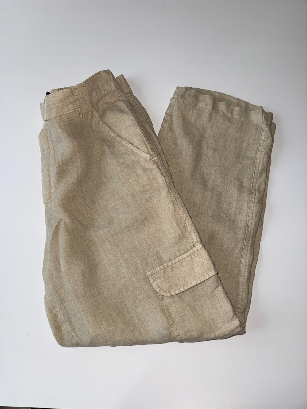 RACHEL Rachel Roy Women's Beige Cropped Linen Cargo Pants